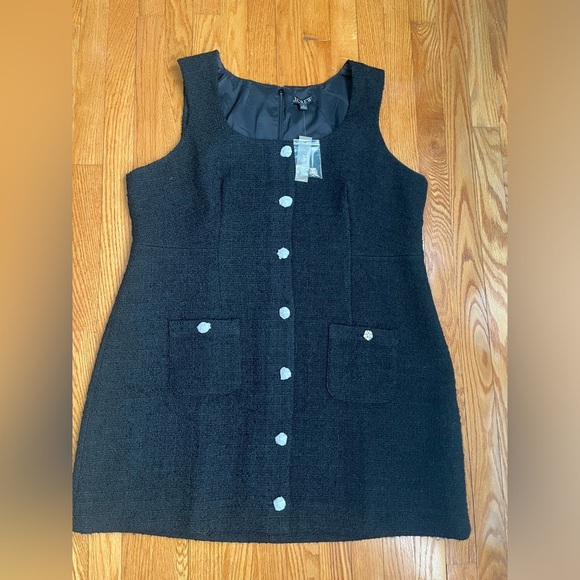 NWT J Crew Sophia Sleeveless Black Tweed Dress with Jewel Buttons 20 - Picture 4 of 7